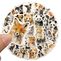 50Pcs Fried Hair Animal Theme PVC Self Adhesive Stickers, Waterproof Decals for Laptop, Bottle, Luggage Decor, Mixed Shapes, Mixed Color, 43~59x37~72x0.2mm(STIC-G001-04)