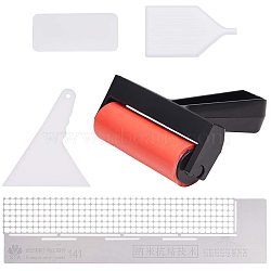 Rubber Roller Brush, DIY Diamond Painting Tool, Plastic Scraper Tool, Stainless Steel Diamond Drawing Ruler Dot Drill Tool, Plastic Scraper Tool, Mixed Color, 12.8x11.4x5cm, 8pcs/set(TOOL-PH0016-88)