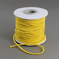 Round Elastic Cord, with Nylon Outside and Rubber Inside, Gold, 2mm, about 32.8 yards(30m)/roll(EC-R001-2mm-13B)
