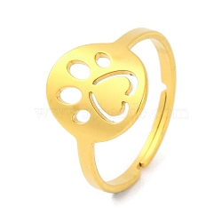 Animal 201 Stainless Steel Adjustable Rings for Women, Golden, Paw Print, 13mm, Inner Diameter: 18mm(RJEW-D082-05E)