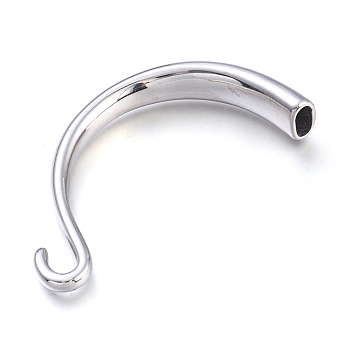 304 Stainless Steel S-Hook Clasps, for Leather Cord Bracelets Making, Hook, Stainless Steel Color, 66.5x34x11mm, Hole: 4x8mm