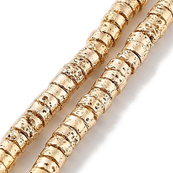 Electroplated Natural Lava Rock Beads Strands, Disc, Heishi Beads, Light Gold Plated, 4~4.5x2~2.5mm, Hole: 1mm, about 161pcs/strand, 15.55''(39.5cm)