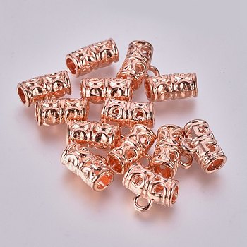 Alloy Tube Bails, Loop Bails, Tube, Rose Gold, 9.5x11mm, Hole: 2mm