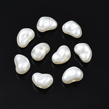 ABS Plastic Imitation Pearl Beads, Oval, Seashell Color, 6x9x6mm, Hole: 1.5mm, about 2625pcs/500g
