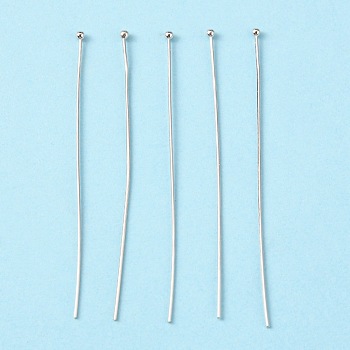 Brass Ball Head Pins, Nickel Free, Platinum Color, Size: about 0.6mm thick, 50mm long, head: 1.5mm