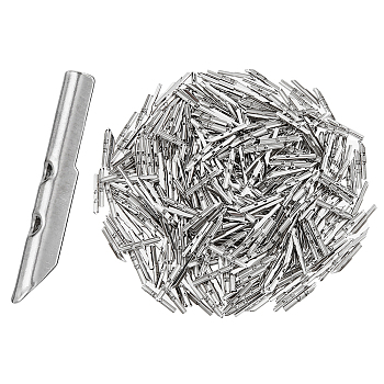 300Pcs Iron Folding Crimp Ends, Cord End Caps, Stainless Steel Color, 20x4x4mm