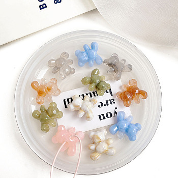 Opaque Acrylic Beads, Bear, Mixed Color, 30.4x32.2x15.4mm, Hole: 4.2mm