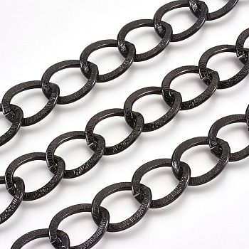 Aluminium Twisted Chains Curb Chains, Unwelded, Black, Link: about 15x20mm