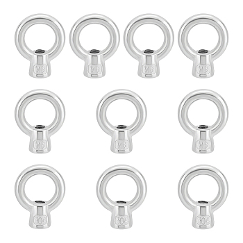 10Pcs 304 Stainless Steel Lifting Eye Nuts, Stainless Steel Color, 38.5x31x13.5mm, Hole: 7mm, Inner Diameter: 21mm