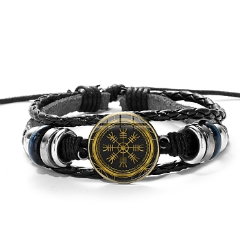 Alloy Braided Bead Multi-Strand Bracelets, Glass Viking Rune Bracelet, Gold, Pattern: 3/4 inch(2cm)