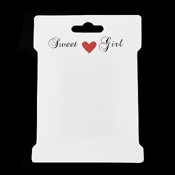 Paper Hair Tie Display Cards, Rectangle with Word Heart, WhiteSmoke, 11.1x7.95x0.05cm, Hole: 24x8mm