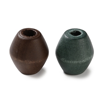 Spray Painted Wooden European Beads, Large Hole Beads, Bicone, Mixed Color, 20x17.5mm, Hole: 5.5mm