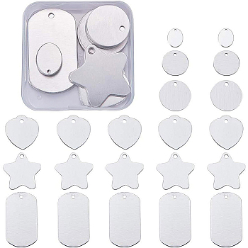 Aluminum Blank Pendants, Mixed Shapes, Platinum, 30pcs/box