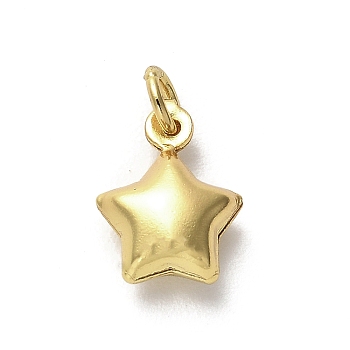 925 Sterling Silver Pendants, Star Charms with Jump Rings, Golden, 11x9x5mm, Hole: 3mm