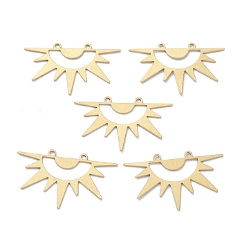 Brass Pendants, DIY Accessories, for Bracelets, Earrings, Necklaces, Sun, Raw(Unplated), 21.5x34.5x0.6mm, Hole: 1.5mm