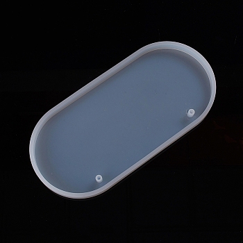 DIY Silicone Hangtag Molds, Resin Casting Molds, for UV Resin, Epoxy Resin Dangle Jewelry Making, Oval, White, 226x109x12mm, Hole: 7mm, Inner Size: 218x100mm