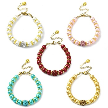 Glass Imitation Pearl Beaded Bracelets for Women, Mixed Color, 7-1/8 inch(18cm)