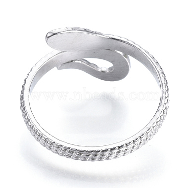 304 Stainless Steel Snake Open Cuff Ring(RJEW-N040-21)-3