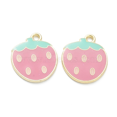 Light Gold Pearl Pink Fruit Alloy+Enamel Pendants