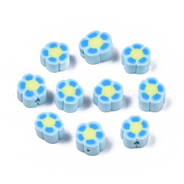 Light Blue Flower Polymer Clay Beads