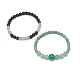 2Pcs 2 Style Natural Green Aventurine & Lava Rock Stretch Bracelets Set(BJEW-JB08475)-4