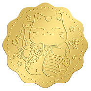 Self Adhesive Gold Foil Embossed Stickers, Medal Decoration Sticker, Maneki Neko Pattern, 5x5cm(DIY-WH0211-170)