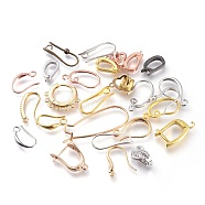 Brass Earring Hooks, with Horizontal Loop, Mixed Style, Mixed Color, 13~36x7~13x1~5mm, Hole: 1~2mm(KK-XCP0001-23)