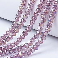 Electroplate Glass Beads Strands, AB Color Plated, Faceted, Rondelle, Old Rose, 2.5x2mm, Hole: 0.4mm, about 150~155pcs/strand, 32~33cm(EGLA-A034-T1mm-B10)
