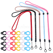 5Pcs 5 Colors Nylon Cord Neck Straps, Electronic Cigarette Lanyard Strap, with Plastic & Silicone Findings and 36Pcs 6 Colors Silicone Pendant, Mixed Color(DIY-GF0008-29)