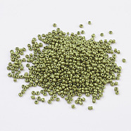 Glass Seed Beads, Dyed Colors, Round, Olive, Size: about 2mm in diameter, hole:1mm(E06900J2)
