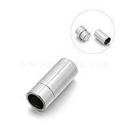 Smooth 304 Stainless Steel Column Magnetic Clasps with Glue-in Ends, Stainless Steel Color, 19x8mm, Hole: 6mm(STAS-E089-12D)