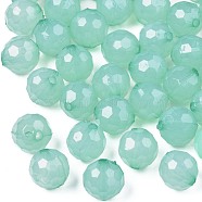 Imitation Jelly Acrylic Beads, Faceted, Round, Medium Aquamarine, 10x9.5mm, Hole: 1.8mm, about 890pcs/500g(MACR-S373-97A-E02)