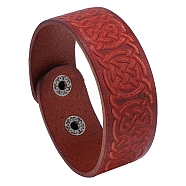 Witch Knot Pattern Cowhide Crod Bracelets, with Iron Clasps, Dark Red, 8-7/8 inch(22.5cm)(PW-WG33678-02)