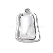 304 Stainless Steel with Synthetic Pearl Pendants, Trapezoid Charms, Stainless Steel Color, 22x15x6mm, Hole: 1.6mm(STAS-G338-03P)