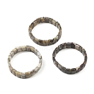 Natural Mexican Agate Rectangle Beaded Stretch Bracelets, Tile Bracelet, Inner Diameter: 2-3/8~2-1/2 inch(6~6.3cm)(BJEW-D036-02)