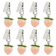 Resin Imitation Fruit Tablecloth Weights, Table Cloth Pendants, with Iron Clip, Peach, 55mm, Peach: 25~27x21~22x17mm, 8pcs/set(HJEW-AB00530-03)