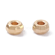 Brass Beads, Long-Lasting Plated, Faceted, Flat Round, Real 24K Gold Plated, 4x2mm, Hole: 1.4mm(KK-D002-14G)