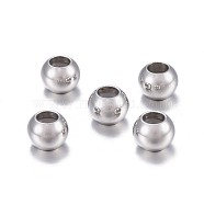 201 Stainless Steel Beads, with Rubber Inside, Slider Beads, Stopper Beads, Rondelle, Stainless Steel Color, 6x4.5mm, Hole: 3mm, Rubber Hole: 1.5mm(STAS-P238-02P-02)