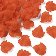 Autumn Theme Transparent Frosted Acrylic Pendants, Maple Leaf, Orange Red, 24x22.5x3mm, Hole: 1mm(X-PAF002Y-19)