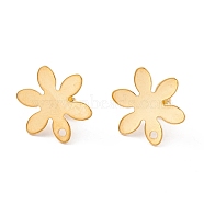 201 Stainless Steel Stud Earring Findings, with Ear Nuts and 304 Stainless Steel Pins, Flower with Hole, Real 24K Gold Plated, 17x15mm, Hole: 1.4mm, Pin: 0.7mm(STAS-G266-03G)