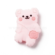 Silicone Focal Beads, Baby Chew Teething Beads, Bear, Pink, 27.5x20x8mm, Hole: 2mm(SIL-E003-07A)