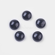Natural Black Agate Cabochons, Half Round/Dome, Black, 8x4mm(X-G-BA8x4)
