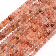 Natural Sunstone Beads Strands, Faceted, Round, 3mm, Hole: 0.5mm, about 113pcs/strand, 15.35 inch(39cm)(G-E411-13A-3mm)