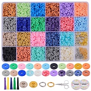 DIY Jewelry Making Kit, Including Stainless Steel Scissors, Elastic Thread, 304 Stainless Steel Jump Rings, Brass Beads, Nylon Tassel Pendants, Polymer Clay Beads, Mixed Color, Beads: about 3855pcs/set(DIY-SZ0005-63)