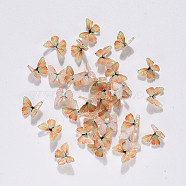 3D Resin Cabochons, Nail Art Studs, Nail Art Decoration Accessories, Butterfly, Light Salmon, 7.5x7~8x2~3mm(X-MRMJ-R090-18-519)