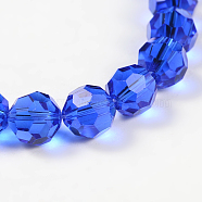 Imitation Austrian Crystal Bead Strands, Grade AAA, Faceted(32 Facets) Round, Blue, 10mm, Hole: 0.9~1mm, about 40pcs/strand, 15.7 inch(G-M181-10mm-13A)