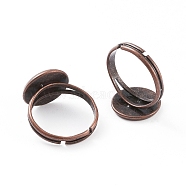 Adjustable Brass Ring Components, Nickel Free, Red Copper, 17mm, Tray: about 12mm(X-KK-G173-R-NF)
