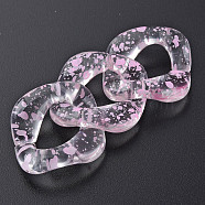 Transparent Acrylic Linking Rings, Quick Link Connectors, for Curb Chains Making, Twist Oval, Pearl Pink, 31x29x7mm, Inner Diameter: 11x17mm(OACR-N009-016A-10)