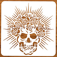 PET Hollow Out Drawing Painting Stencils, for DIY Scrapbook, Photo Album, Skull, 300x300mm(DIY-WH0405-0059)