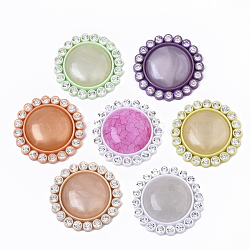 Acrylic Cabochons, with Acrylic Rhinestone and Crystal Rhinestone, Mixed Style, Flat Round, Mixed Color, 30x6.5mm(X-OACR-R078-03)